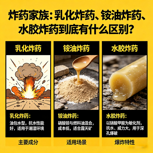 中江炸药家族：乳化炸药、铵油炸药、水胶炸药到底有什么区别？